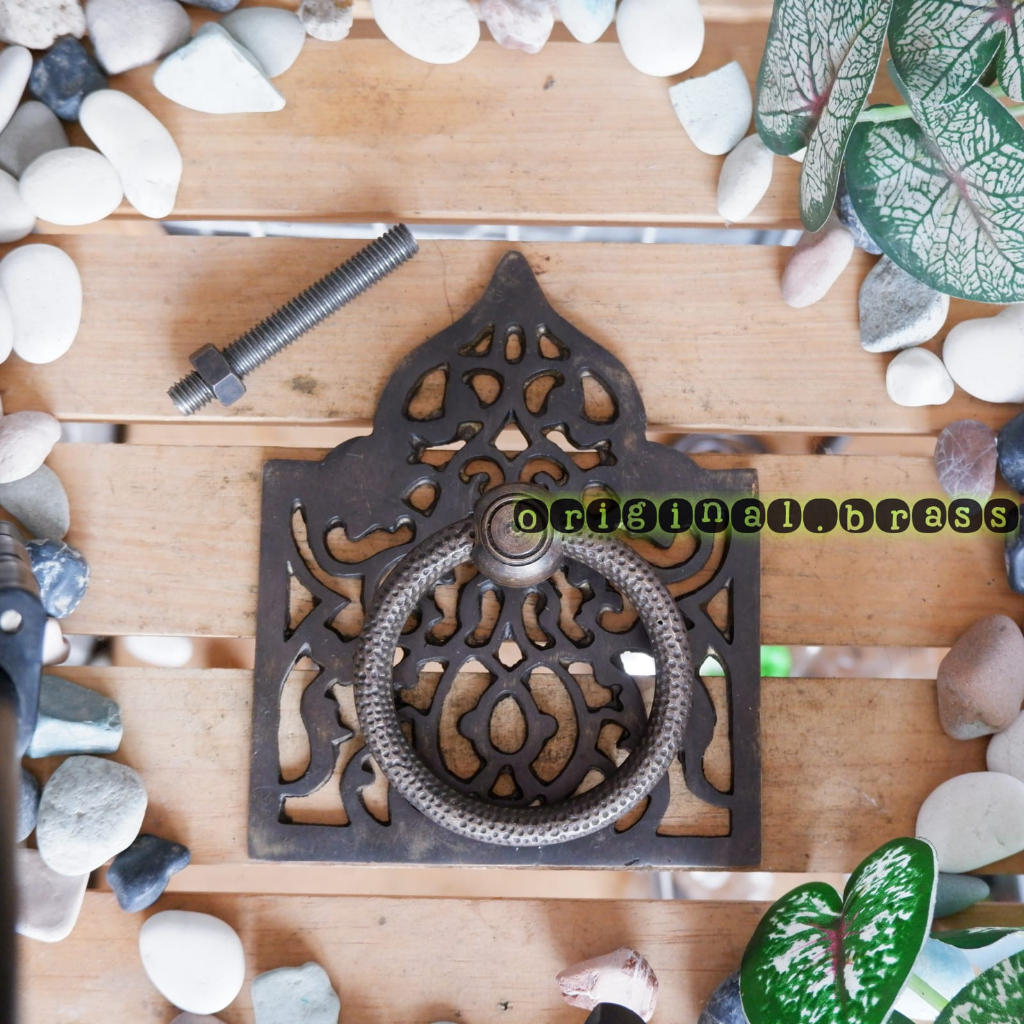 HANDLE KUNINGAN SIZE 12cm x 15cm HANDLE GEBYOK ANTIK HANDLE PINTU RUMAH GAGANG PINTU RUMAH