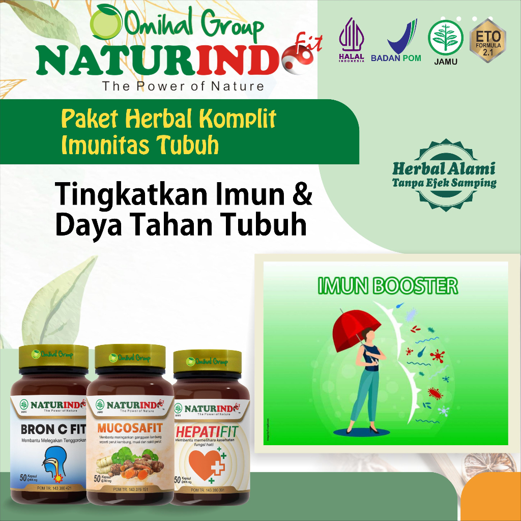 PAKET HERBAL KEKEBALAN TUBUH - MENINGKATKAN IMUN IMUNITAS TUBUH BRON C FIT HEPATIFIT MUCOSAFIT