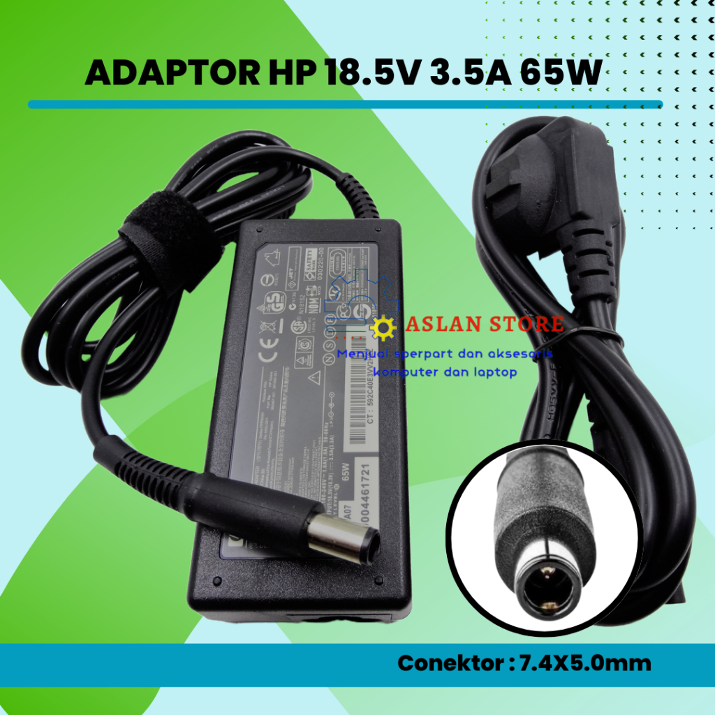 AC Adaptor Laptop HP 18.5V 3.5A 65W Pin Jarum Charger HP Compaq Pavilion G6 DV5 DV6 DV7 DV4 G50 G60 N193 CQ43 CQ32 CQ60 HP Compaq 6720S 500 510 Dv4 Dv5 Dv7 G3000 G5000 G6000 G7