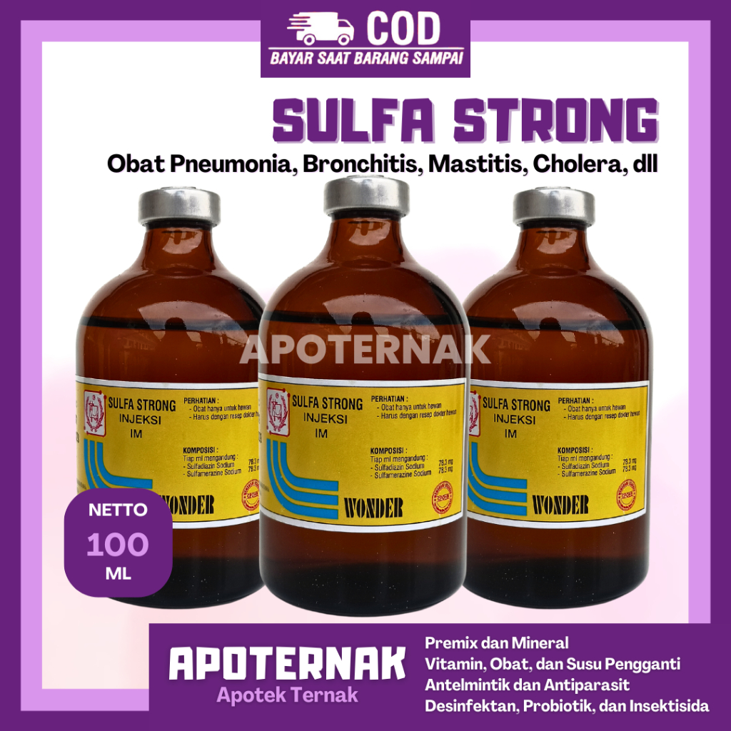 SULFA STRONG 100 ml | Obat Diare Mastitis Kambing Sapi Koksi Ayam dll | Sulfastrong | WONDER