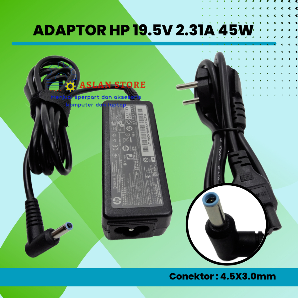 Adaptor Charger HP 19.5V 2.31A 45W 242 240 G1 G5 14-AF118AU 14-AM013TU 14-AC181TU 14-AM505TU HP Spectre Ultrabook x2 PC 13-3000