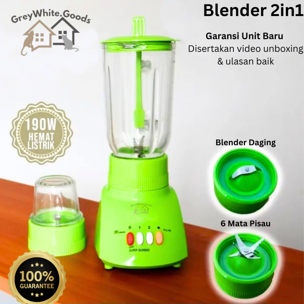 GW Blender Juicer 6 Mata Pisau 2in1 Hemat Daya Penghancur Es