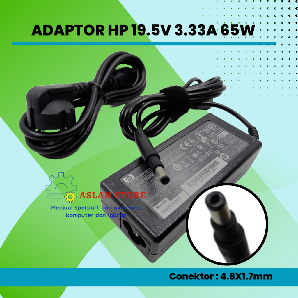 AC Power Laptop HP 19.5A 3.33A 4.8X1.7mm Adaptor Charger Laptop HP ENVY 4 6 HP Compaq Pavilion Sleekbook 14 15 PPP009D, 677770-003, 613149-001, 693715-001