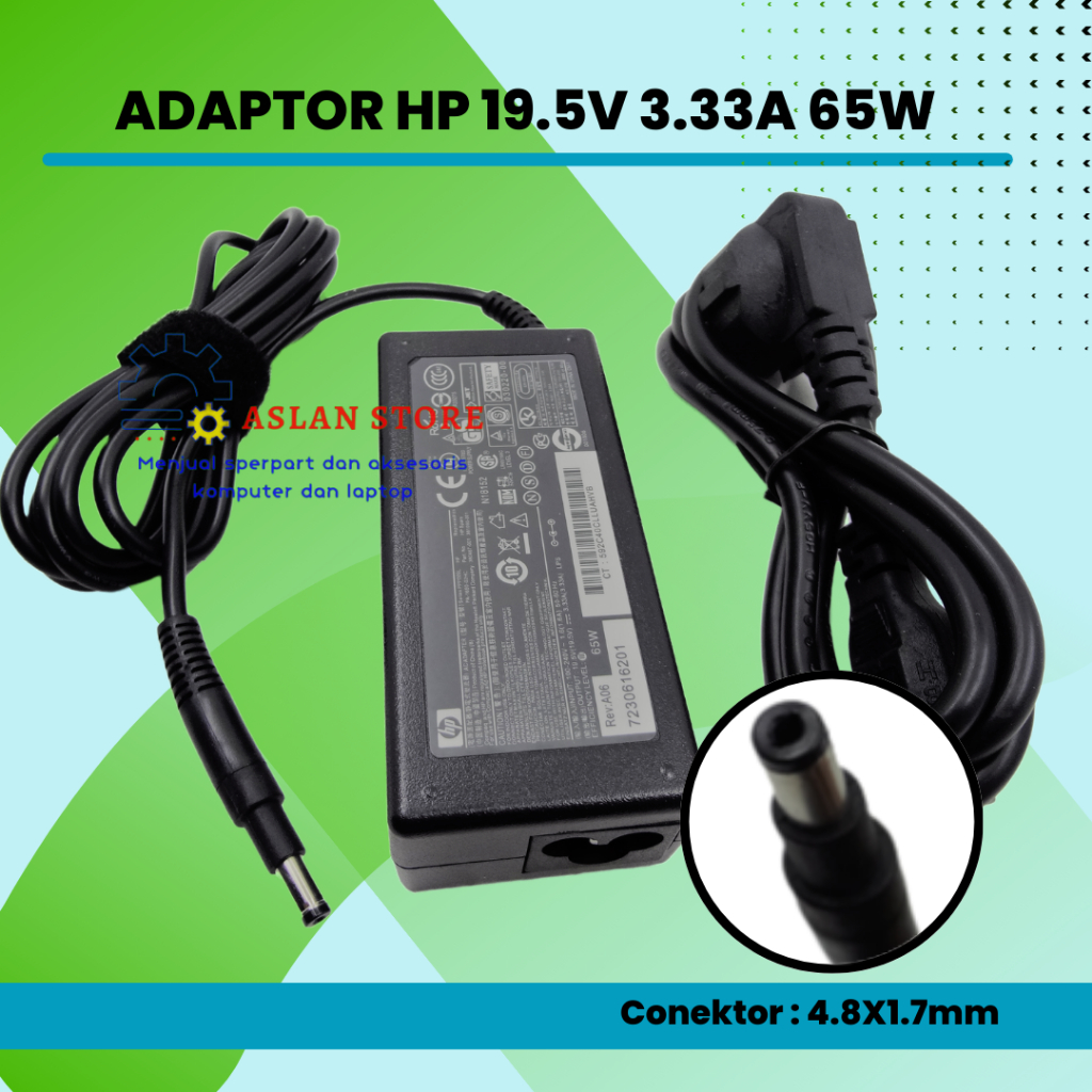 AC Power Laptop HP 19.5A 3.33A 4.8X1.7mm Adaptor Charger Laptop HP ENVY 4 6 HP Compaq Pavilion Sleekbook 14 15 PPP009D, 677770-003, 613149-001, 693715-001