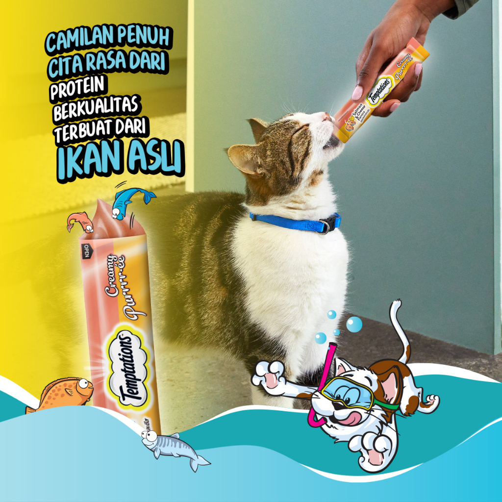 Temptations Purrrr-ee Snack Kucing Multivariant 48 gr - Isi 6