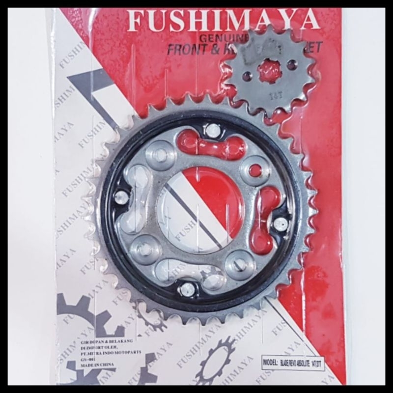 GEAR GIR SET/GEAR GIR PAKET DEPAN BELAKANG ORI FUSHIMAYA MOTOR  BLADE NEW/BLADE NEW 125/REVO ABSOLUT