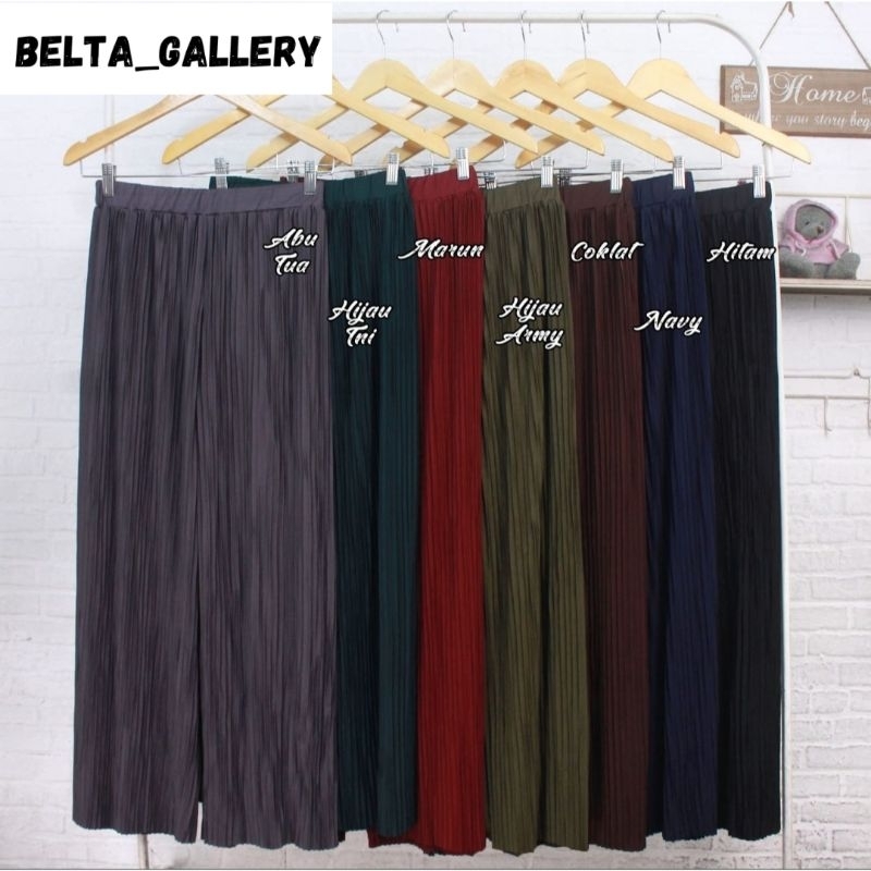 Celana Kulot Plisket Lidi Wanita Cullote Pants Premium Tebal