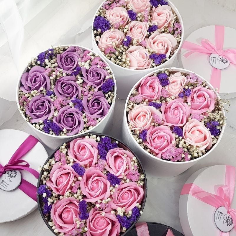 bloom box buket bunga sabun