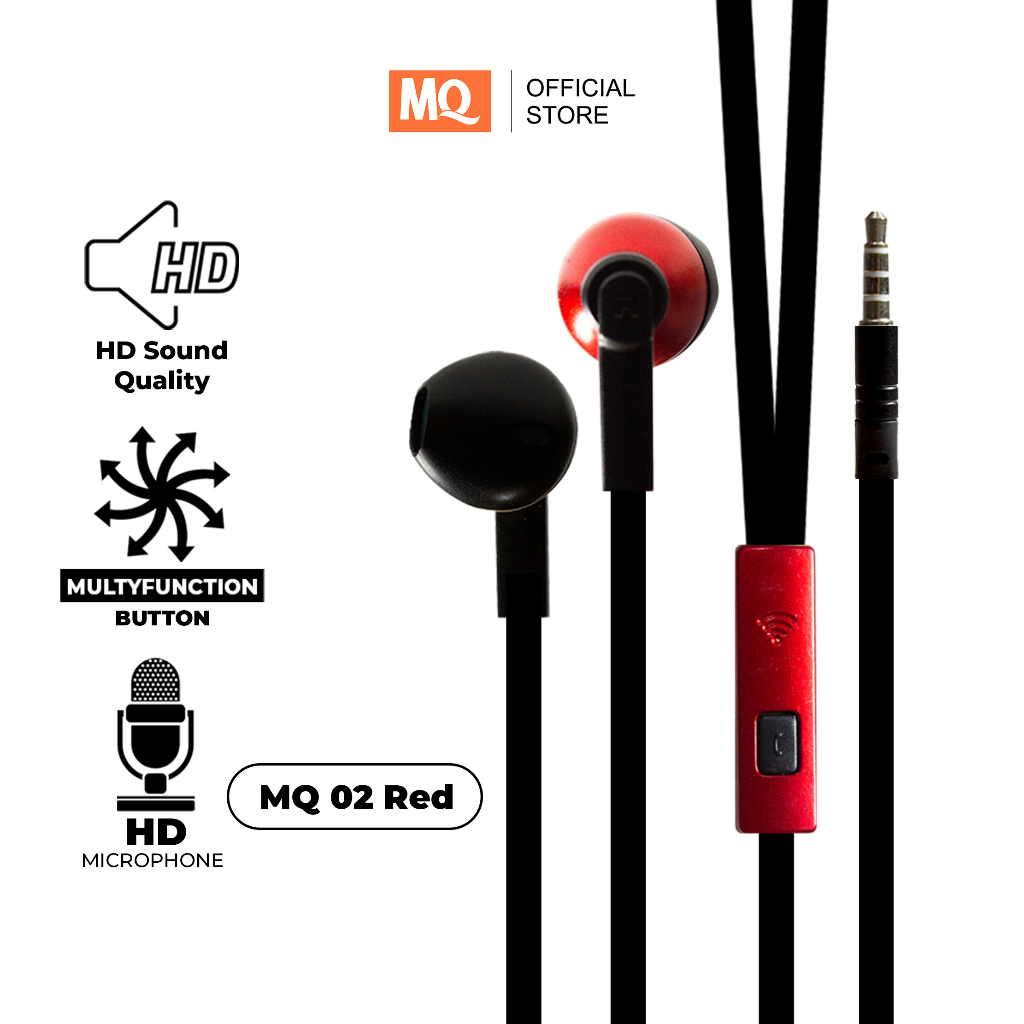 MQ Earphone Headset Gaming Superbass Stereo+HD Hi-Fi Mic Jack 3.5mm MQ-02 Premium Quality