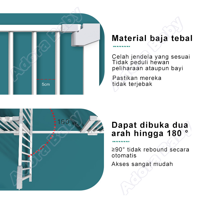 [ Tinggi 80CM ]Baby Safety Gate Pagar Pengaman Bayi 75-436cm/Pagar Bayi Bermain/Pagar Pintu Bayi  Pet/Penghalang Pintu Bayi/Baby Gate/Pagar Tangga Bayi/Baby Fence/Pagar Anak Bermain