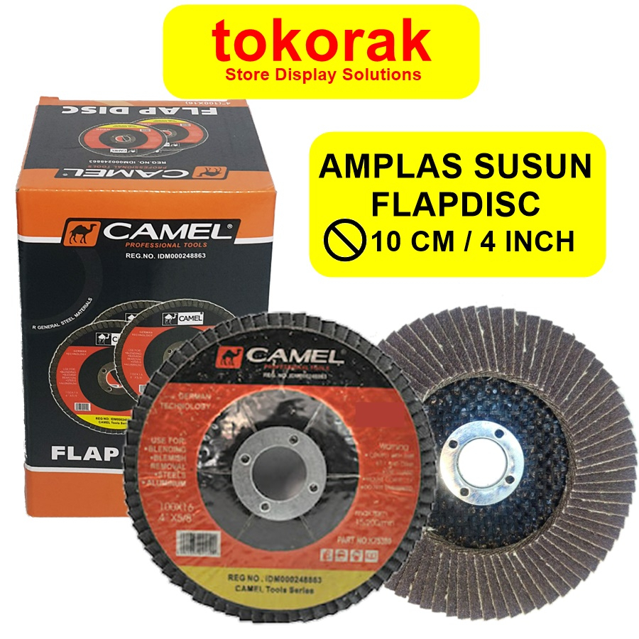 CAMEL AMPLAS SUSUN 4 INCH FLAP DISC SAND GURINDA 4&quot; GRIT 80 100 120