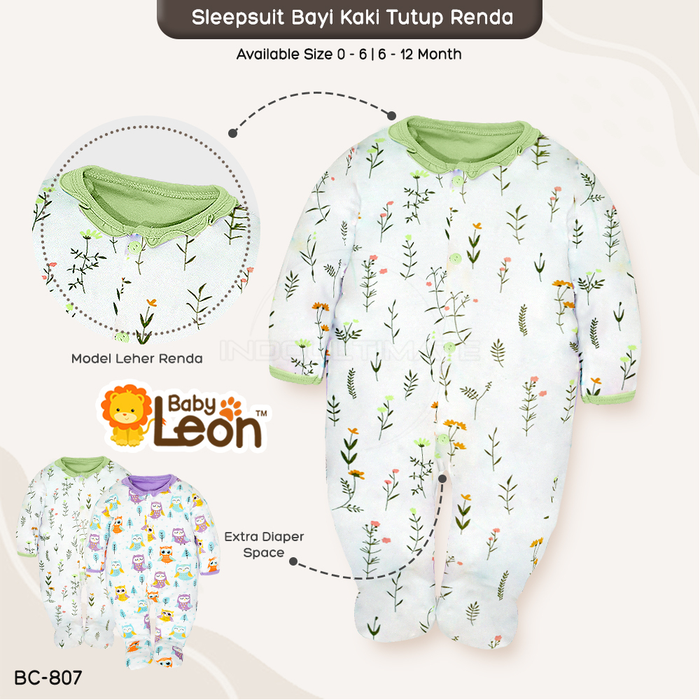 Diskon 7.7 BC-807 BABY LEON Sleepsuit Bayi Renda Jumpsuit Bayi Jumper Kaki Tertutup Lengan Panjang Jumper Bayi Perempuan Newborn Baju Cewek Baby Sleepsuit Baju Tidur Bayi Jumpsuit Panjang Kaki Tutup Pakaian Bayi