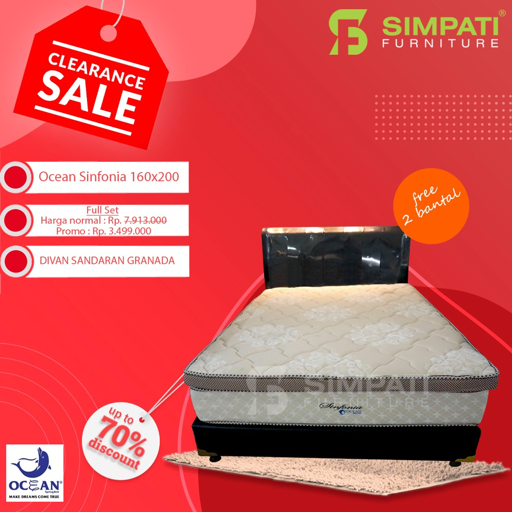 Clearance Sale Springbed Ocean Sinfonia Uk 160x200 Komplit Set