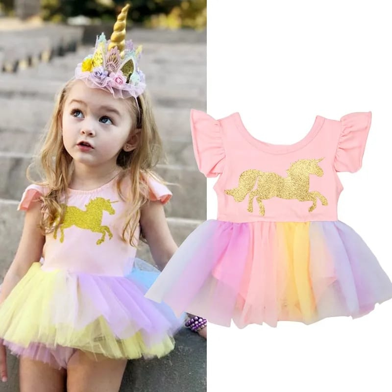 Gaun bayi 6 bulan Dress unicorn anak baju ulang tahun tutu Dress pesta