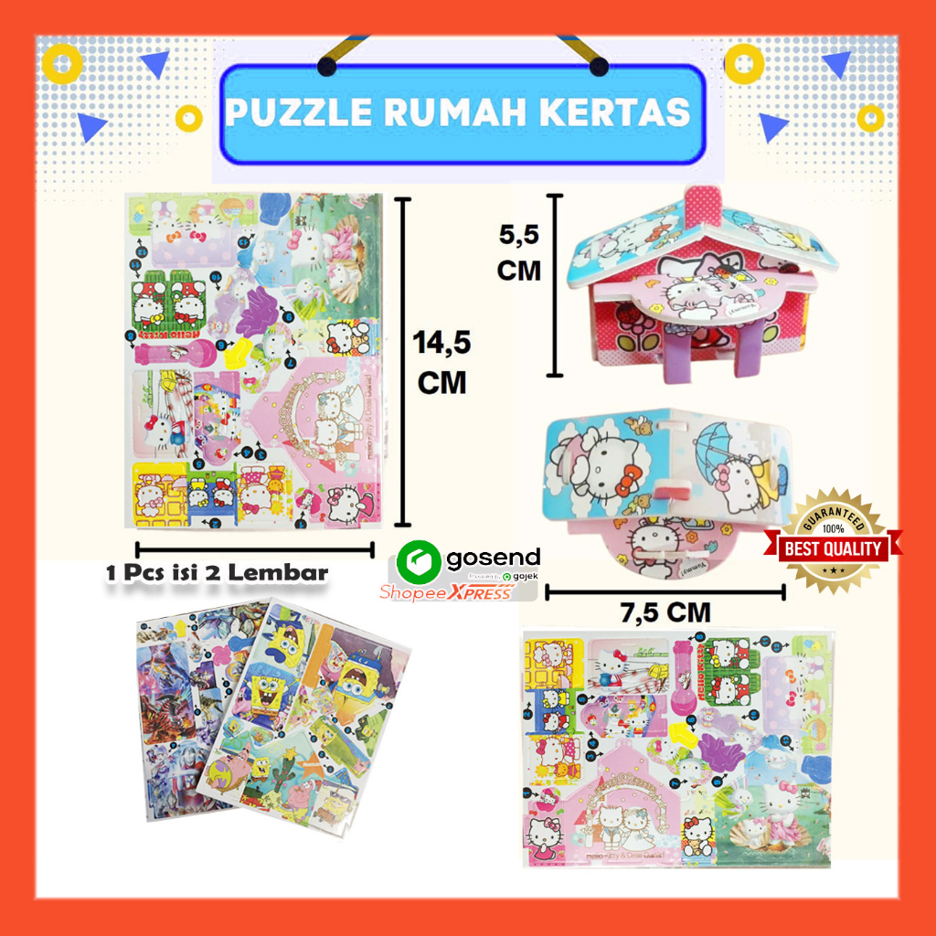 Mainan Edukasi Anak Puzzle 3D Miniatur Rumah Foam Kertas