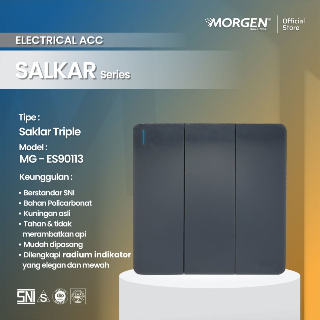 Morgen Saklar Triple Tiga Premium MG ES90113 SNI Model Mewah