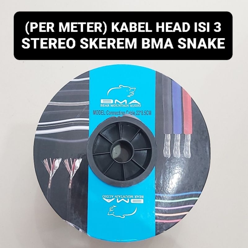 (PER METER) Kabel Isi 3 BMA Snake Head Stereo Skerem Hitam