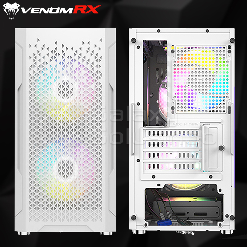VenomRX URRA White Tempered Glass Side M-ATX Gaming Case