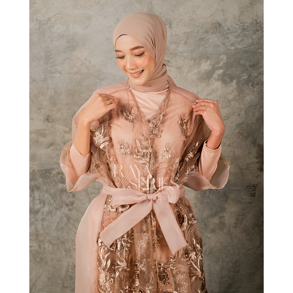 chandani.id • KENINGAR Outer Mocca | Kebaya Organza Mocca | Organza Outer Tulle 3D Premium | Kimono Mocca | Lebaran Kondangan Wisuda Lamaran Bridesmaid. outer kondangan. kebaya wisuda. outer brokat. by chandani