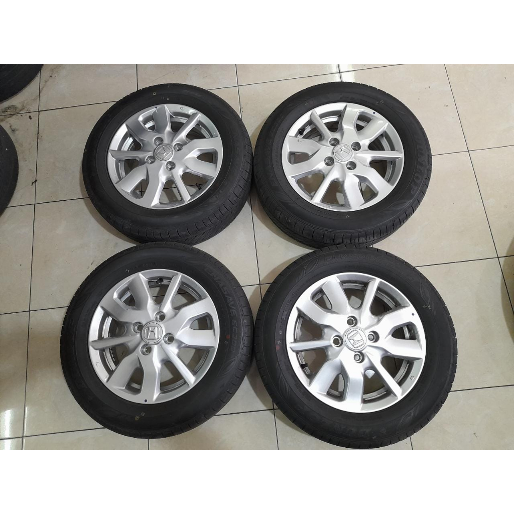 velg mobil bekas new brio ring 14 &amp; ban dunlop 175/5 tahun 2023