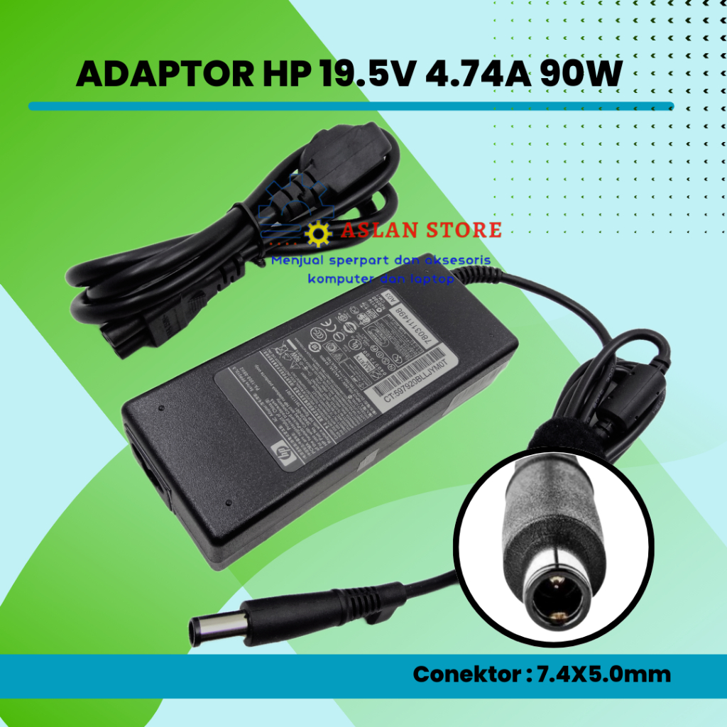 Adaptor Laptop HP 19V 4.74A 90W 7.4x5.0mm Charger HP Compaq Pavilion G6 DV5 DV6 DV7 DV4 G50 G60 N193 CQ43 CQ32 CQ60