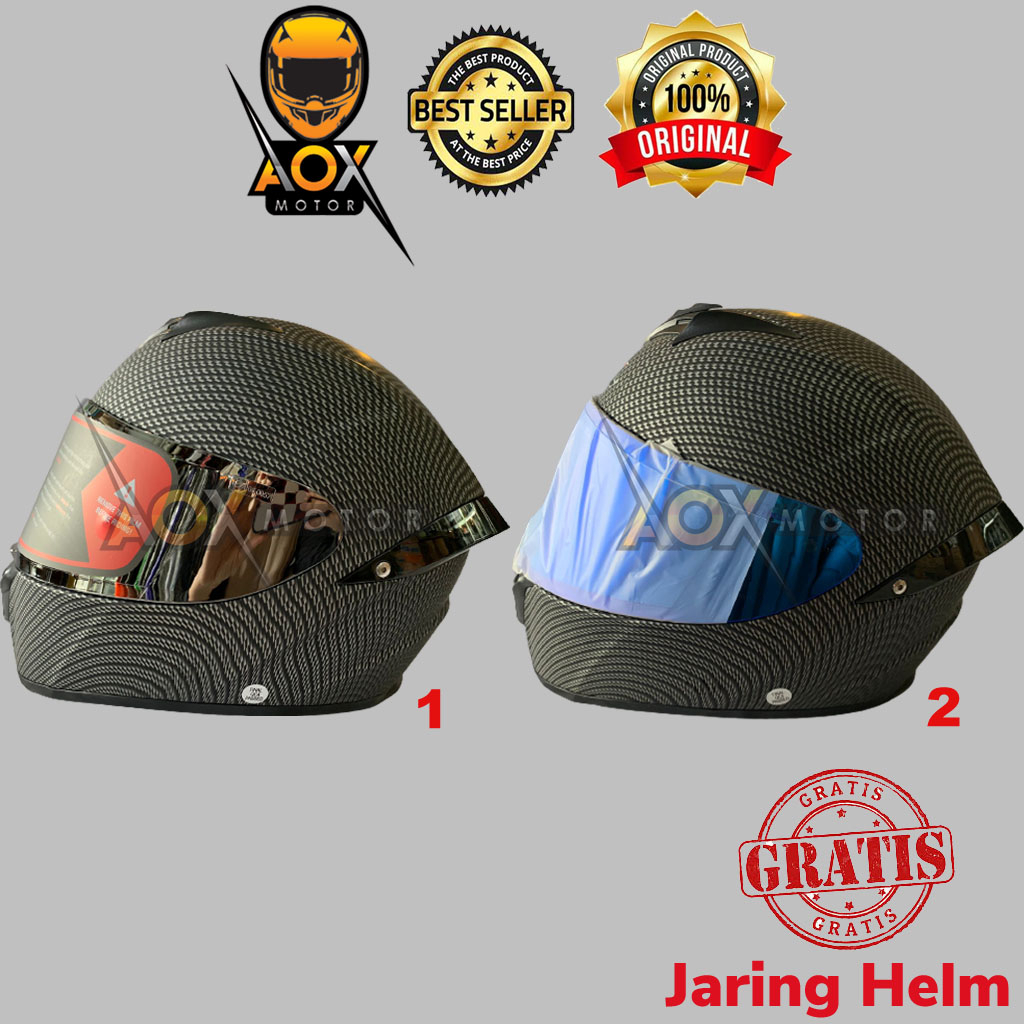 Helm SNAIL FF S2 Motif Fibercarbon Fullface (ongkir 3kg), Gratis Jaring Helm