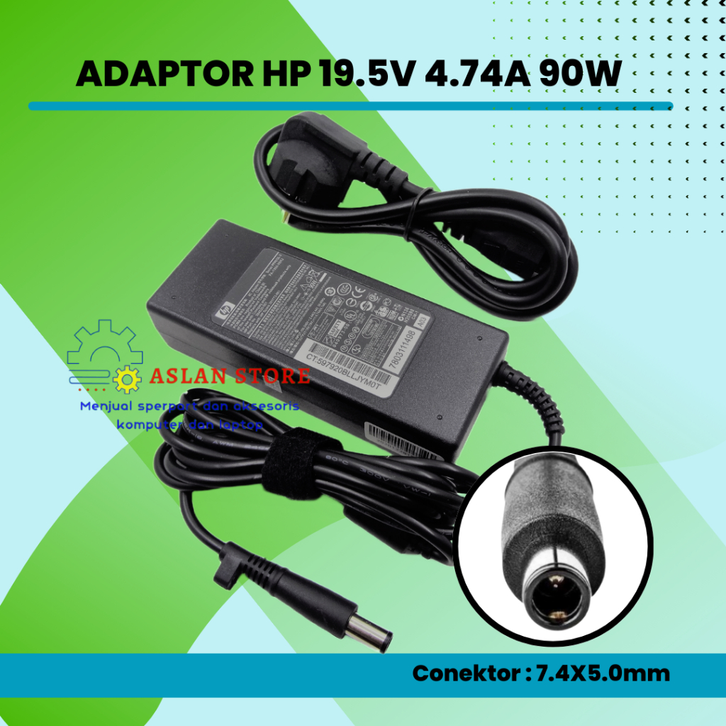 AC Charger Laptop 19.5V 4.74A 90W Jarum Hp Elitebook 8440P 8440W 8460P 8540P 8540W HP Probook 4440S 4535S 4530S 4540S 6475b 6570