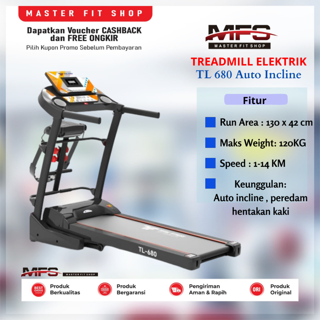 Treadmill Elektrik TL 680 Total Fitness Surabaya