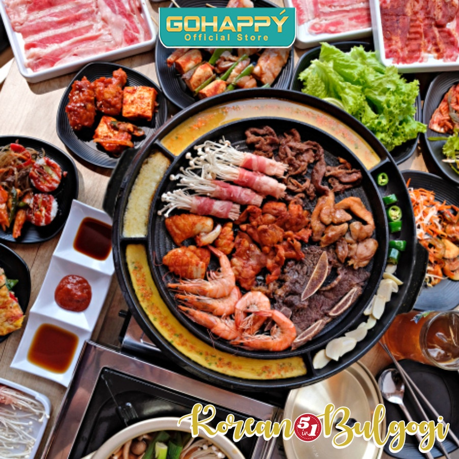 BULGOGI GOHAPPY| Panci Panggang Grill Pan| Alat Pemanggang round barbecue 32 cm