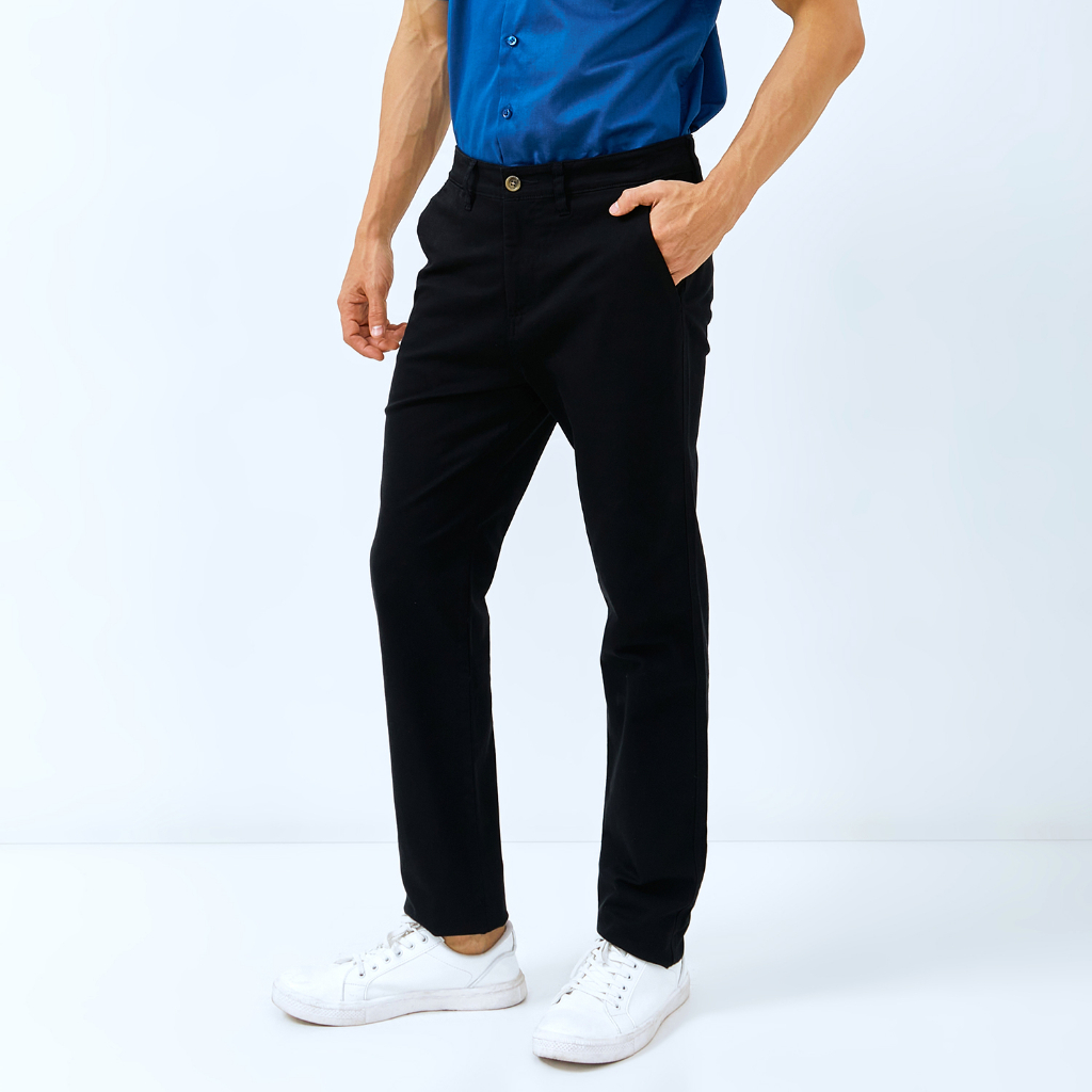 WD & CO. Celana Pria Chino Panjang Black Slimfit Bahan Stretch | Bahan Melar