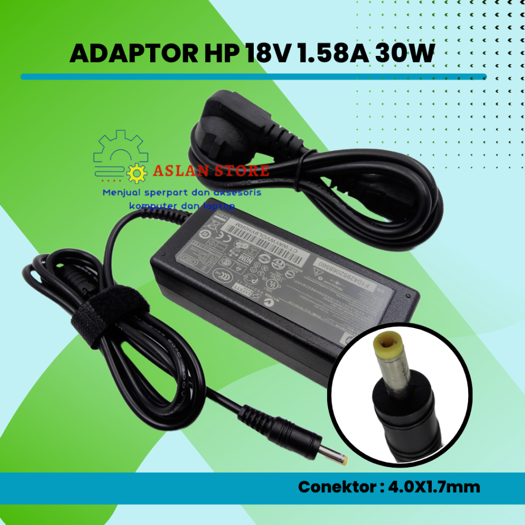 AC Adaptor 30W 19V 1.58A Pengisi Daya untuk HP Mini 110c-1000 1000 110-1000 493092-002 PA-1650-02H PPP018H