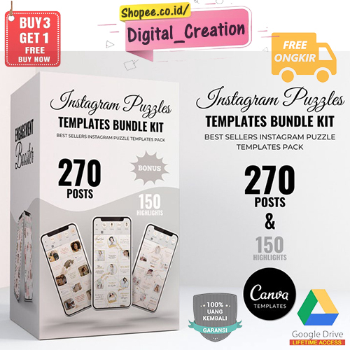 15 Ultimate IG Puzzle Templates Bundle Canva Premium