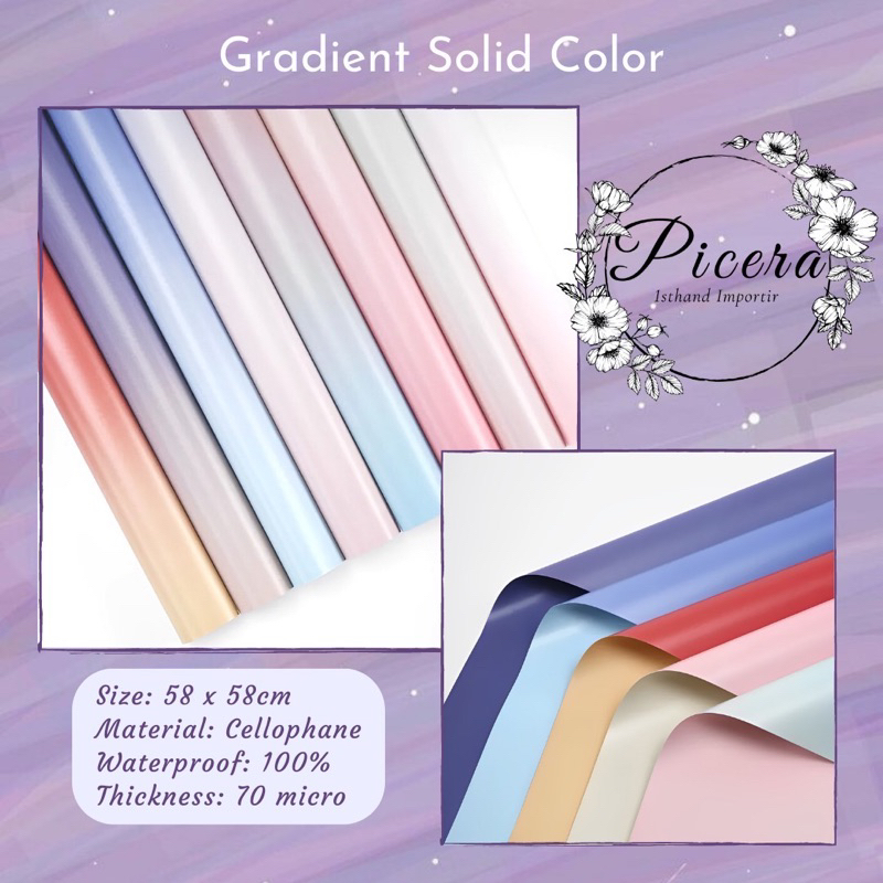 

Flower Wrapping Paper Gradient Rainbow Ombre Pastel Cotton Candy Unicorn Solid Color Cellophane Waterproof Kertas Bungkus Pembungkus Bouquet Bunga Warna Pelangi Gradasi Anti Air