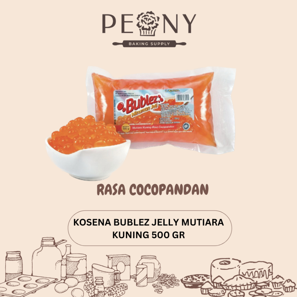 KOSENA BUBLEZ JELLY MUTIARA TOPPING MINUMAN 500 GR RASA COCOPANDAN DAN KARAMEL