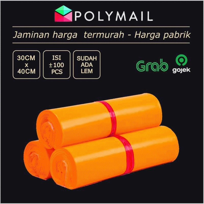 

POLYMAILER ±100PCS 30x40CM ORANGE GLOSSY PLASTIK PACKING