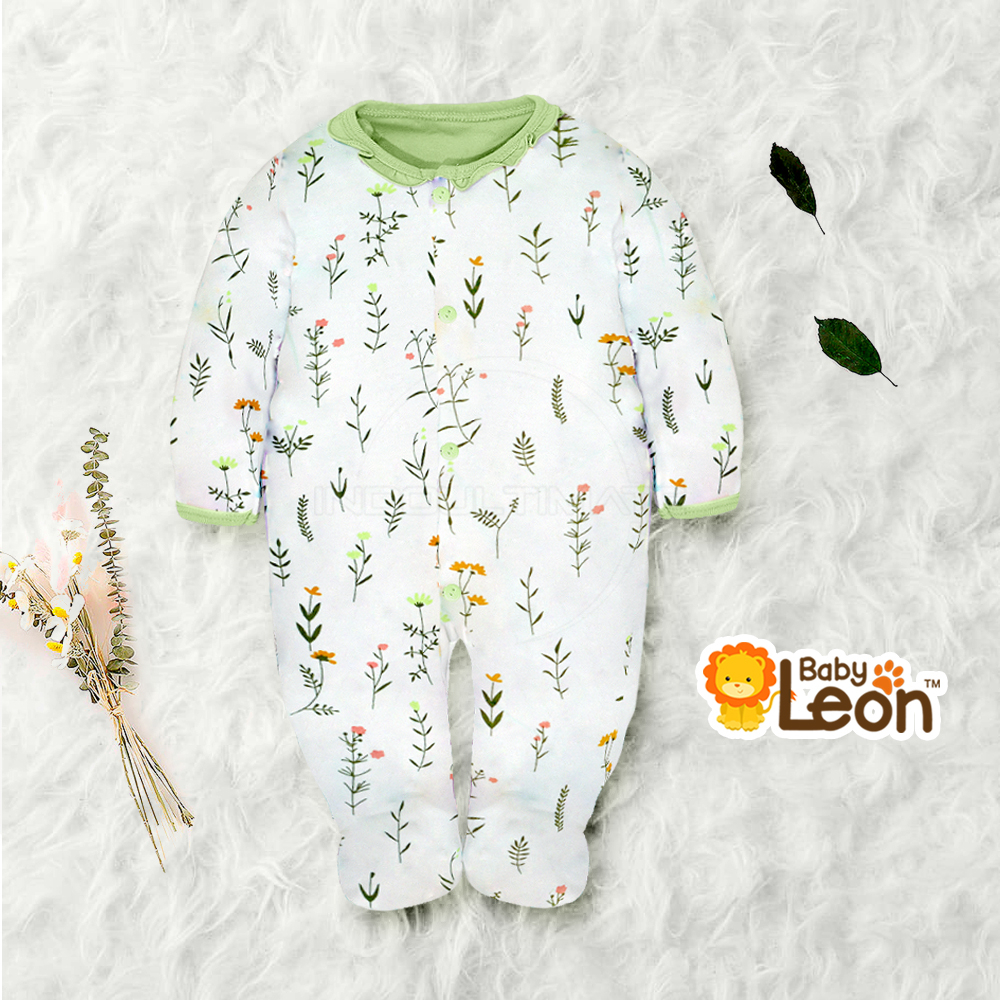 Sleepsuit Bayi Renda BABY LEON Jumpsuit Bayi Jumper Kaki Tutup Lengan Panjang Jumper Bayi Perempuan Newborn BC-807 Baju Cewek Baby Sleepsuit Baju Tidur Bayi Jumpsuit Panjang Kaki Tutup Pakaian Bayi