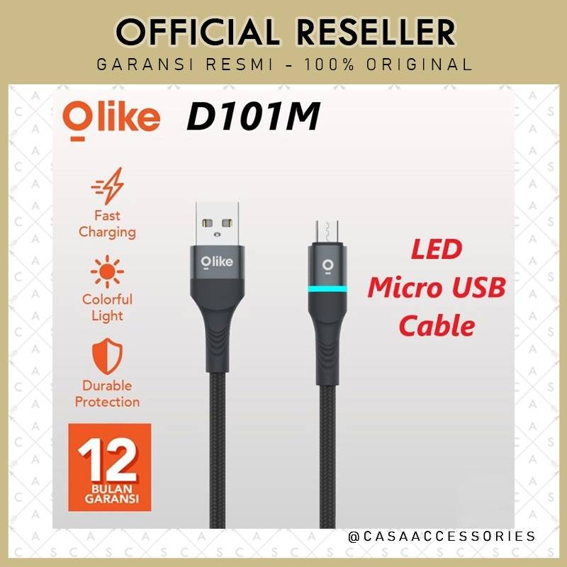 Olike D101M LED Micro USB Kabel Data Cable 1M Braided Fast Charging