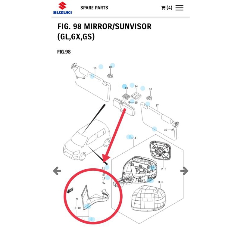 Garnish cover samping spion wagonR