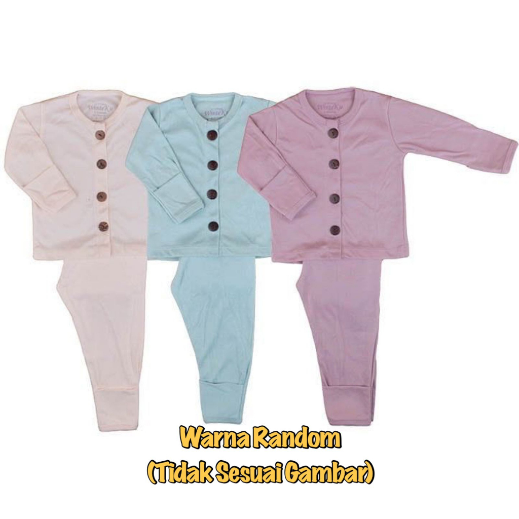 3 Pcs Setelan Bayi WinteKu Baju Pendek Celana Pendek Baju Panjang Celana Panjang Baby NB S M L Polos