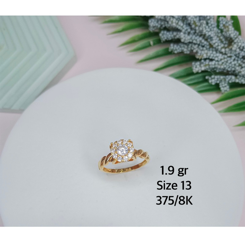 Cincin model rantai mata ac bulat 3438 - 1.9 Kuning 375/8K