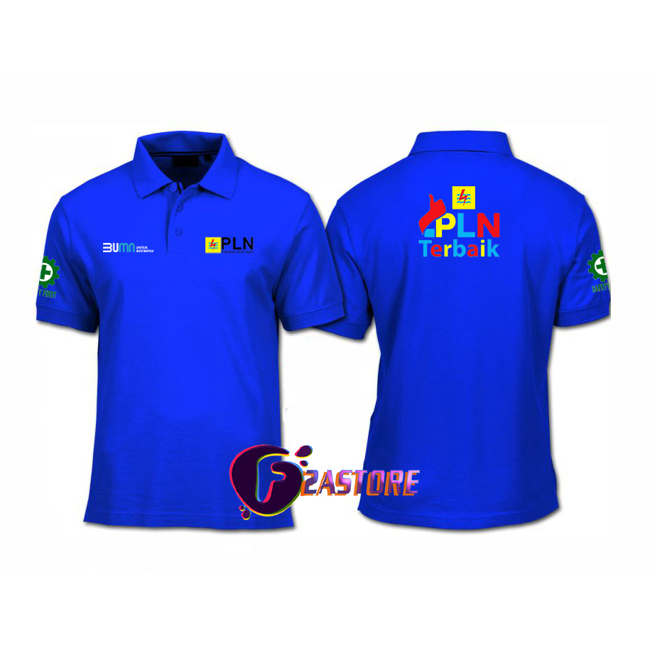 BAJU kerah model Kaos Kerah Depan LOGO PLN dan bumn  - logo safety first pln terbaik - F2ASTORE
