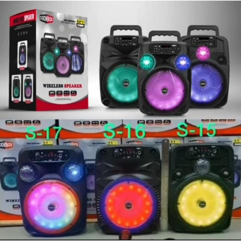 Speaker bluetooth Original SOONBOX LED RGB + mic karaoke S15 S16 S17 6.5inchi / S39 5inchi