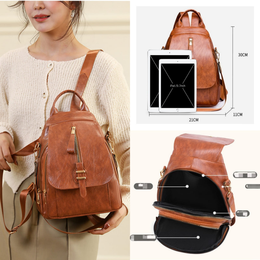 TAS RANSEL WANITA KOREA FASHION BACKPACK CEWEK MURAH BRANDED KULIT COKLAT TA788B7 IMPORT MINI REMAJA KEKINIAN TALANTI SEKOLAH KULIAH KERJA PREMIUM SIMPLE LUCU TERBARU