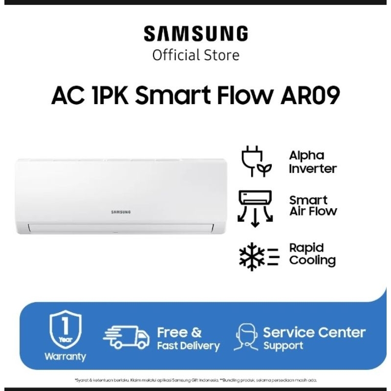 AC Samsung 1PK Standard R32 Fast Cooling AR09TGHQASINSE