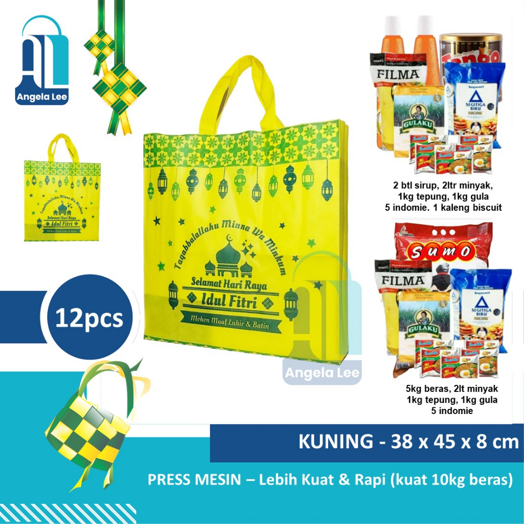 Tas kain Spunbond PRESS Lebaran Paket Idul Fitri Ramadhan Syukuran THR biskuit sirup