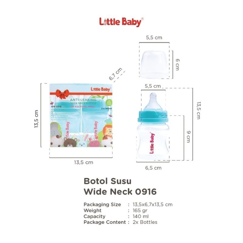 Little Baby botol susu wide neck 140ml isi 2