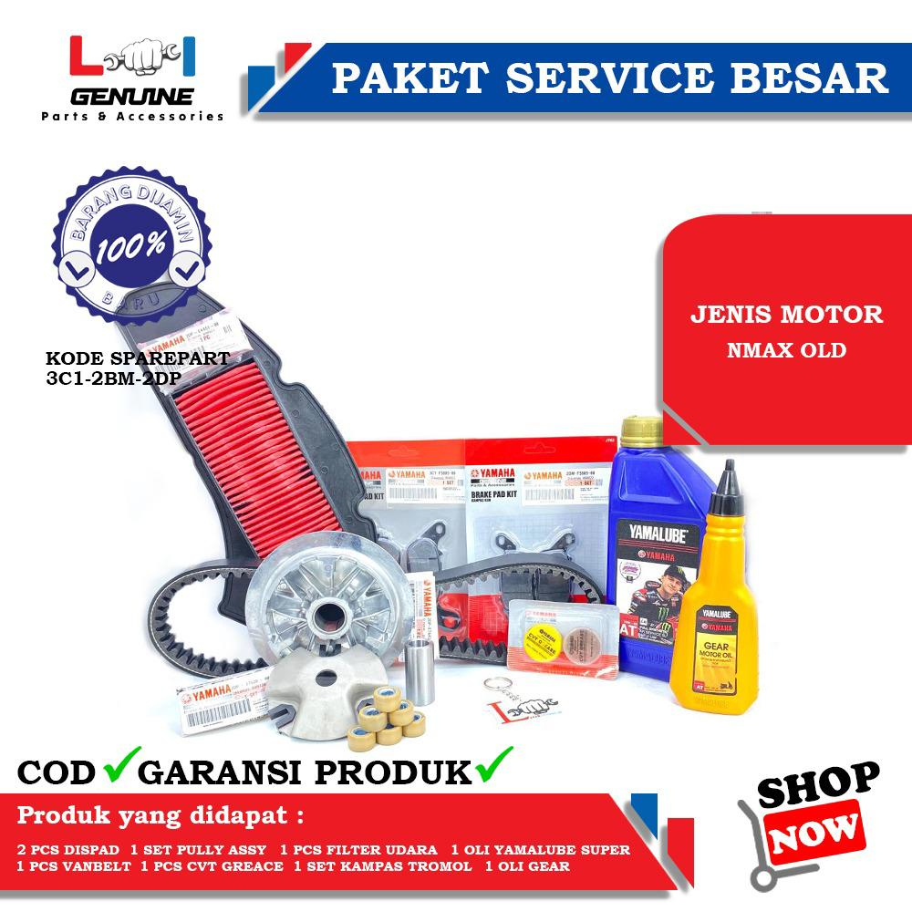 -LOI- PAKET SERVICE BESAR YAMALUBE SUPER MATIC SET YAMALUBE GEAR 140ML &amp; KAMPAS REM AEROX, NMAX, FILTER UDARA NMAX/AEROX, RUMAH ROLLER SET VANBELT AEROX, NMAX, LEXI