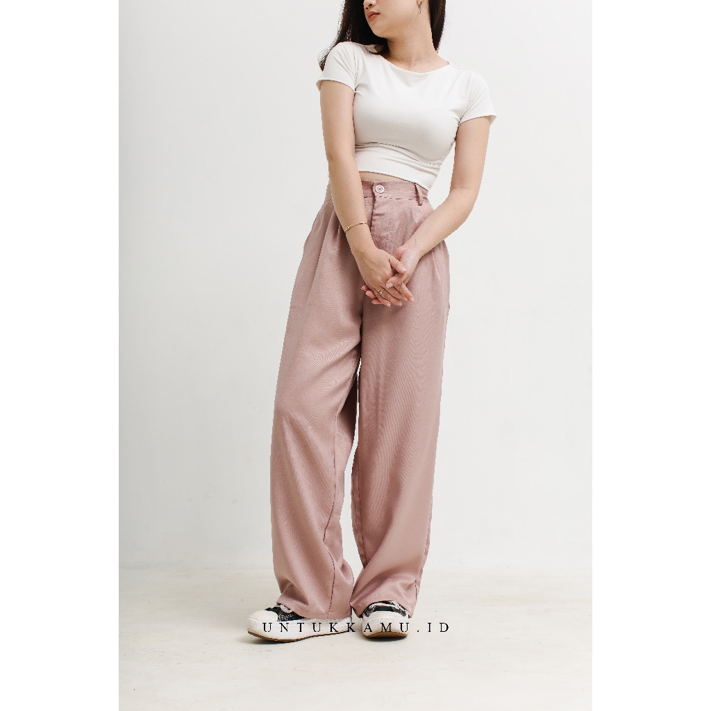 Loose Pants Trousers Wanita  Celana Anti Kusut  Celana Kulot Wanita Celana Kantor Kulot Highwaist Wanita by Untuk Kamu