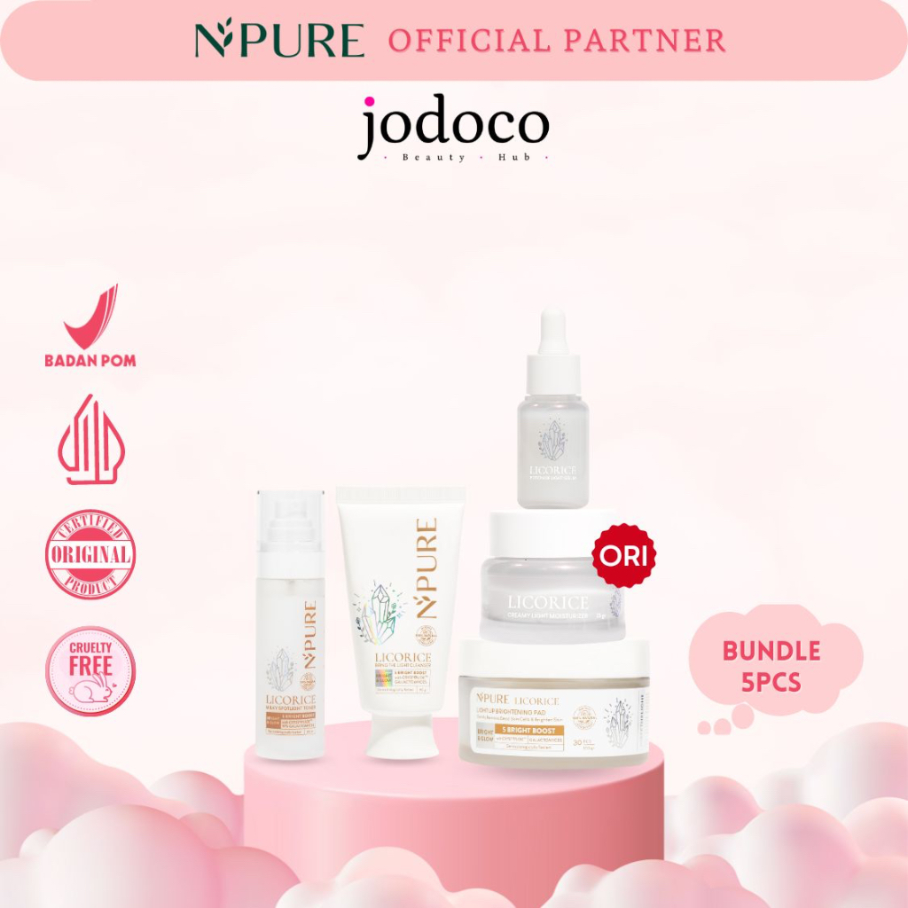 NPure Licorice Brightening Series Bundle Package 5pcs Paket Perawatan Wajah Mencerahkan Wajah