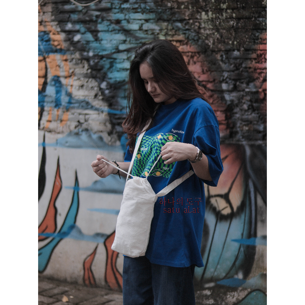 SATU ALAT Tas Selempang Tali Serut OSHIN 100% Canvas Premium Tebal Tas Kanvas